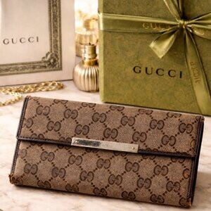 Gucci Long Snap Monogram Wallet